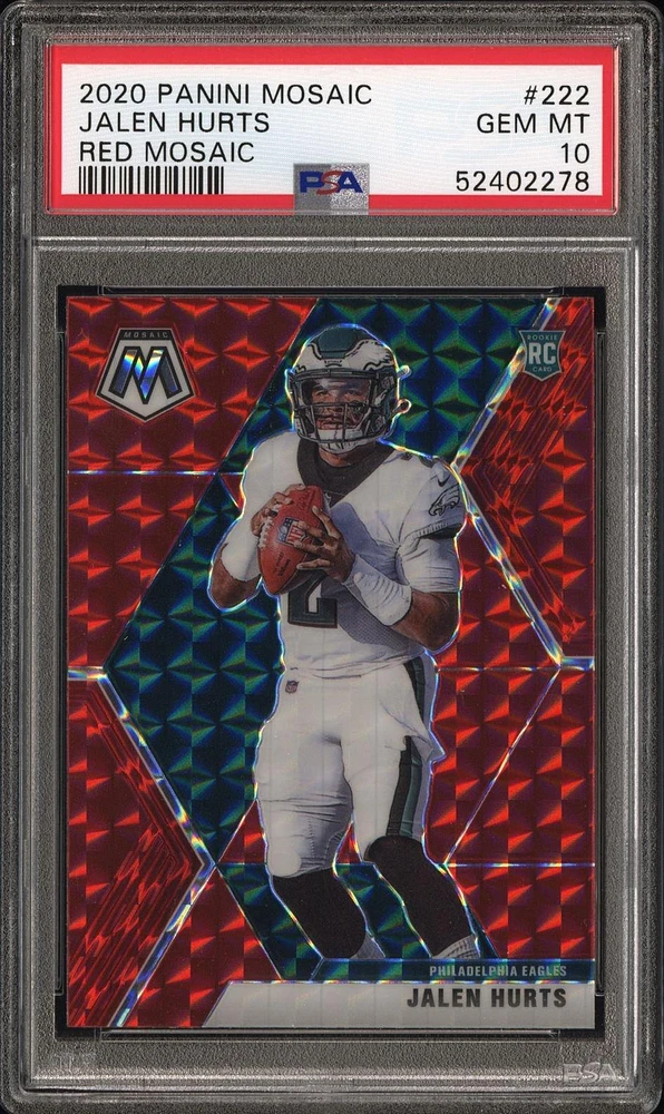 2020 Panini Mosaic 222 Jalen Hurts Red Mosaic PSA 10