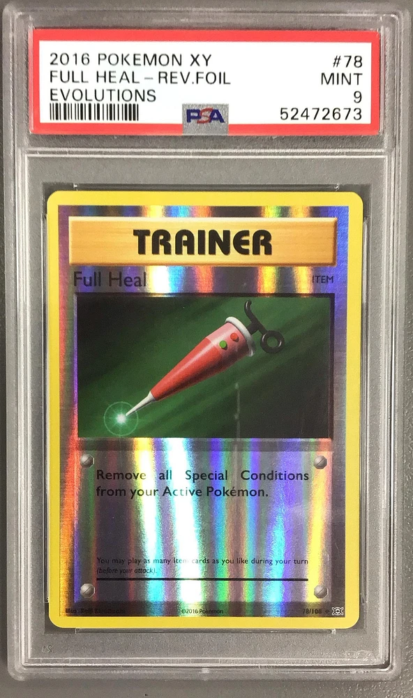 2016 Pokemon Xy Evolutions 78 Full Heal-reverse Foil PSA 9