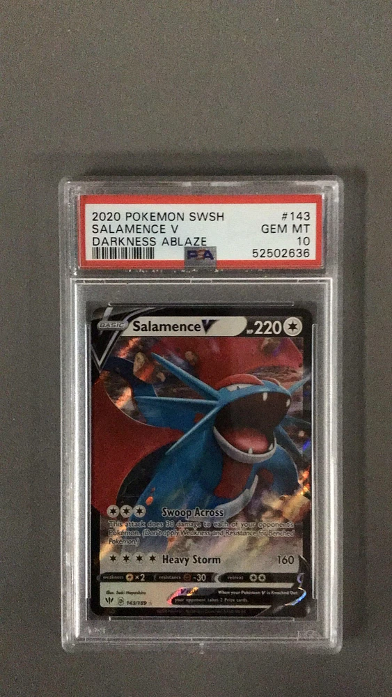 2020 Pokemon Sword & Shield Darkness Ablaze 143 Salamence V PSA