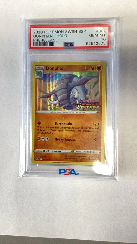 2020 Pokemon Swsh Black Star Promo 067 Donphan-holo Prerelease PSA