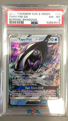 2017 Pokemon Sun & Moon Burning Shadows 39 Tapu Fini Gx PSA