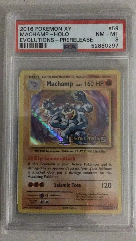 2016 Pokemon Xy Evolutions 59 Machamp-holo Prerelease PSA 8