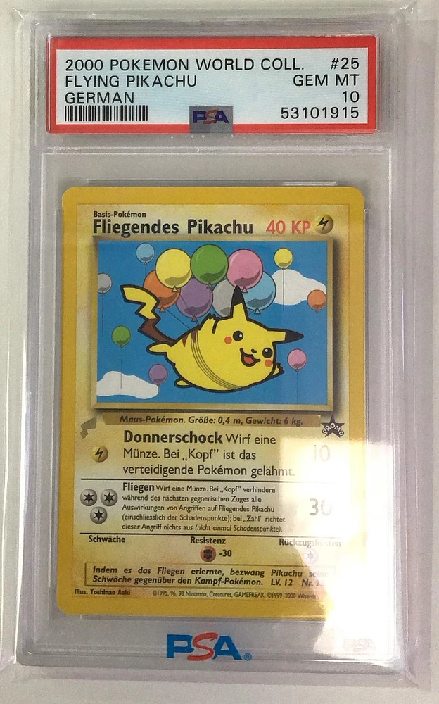 2000 Pokemon Pikachu World 25 Flying Pikachu German PSA 10