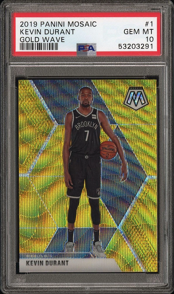 2019 Panini Mosaic 1 Kevin Durant Gold Wave PSA 10