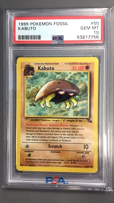 1999 Pokemon Fossil 50 Kabuto PSA