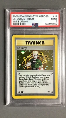 2000 Pokemon Gym Heroes 17 Lt. Surge-holo 1st Edition PSA 9