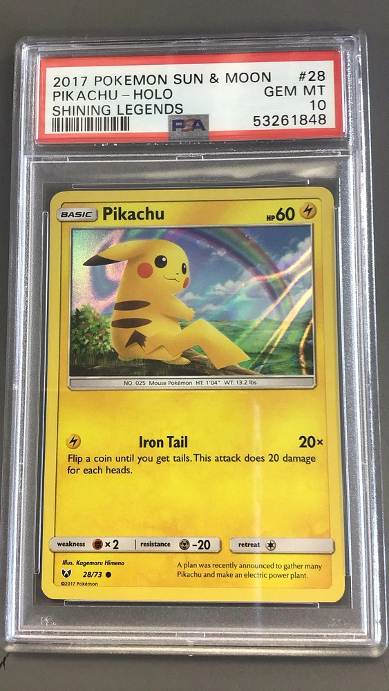 2017 Pokemon Sun & Moon Shining Legends 28 Pikachu-holo PSA 10