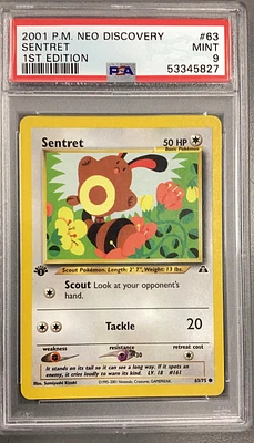 2001 Pokemon Neo Discovery 63 Sentret 1st Edition PSA