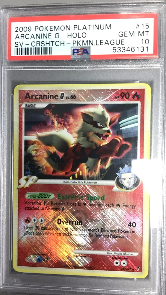 2009 Pokemon Platinum Supreme Victors 15 Arcanine G-holo Crosshatch-2009 Pokemon League PSA