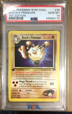 2000 Pokemon Gym Challenge 35 Brock's Primeape 1st Edition PSA 10