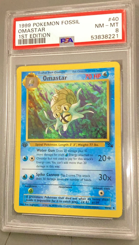 1999 Pokemon Fossil 40 Omastar 1st Edition PSA