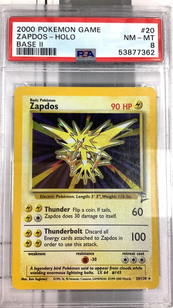 2000 Pokemon Game Base Ii 20 Zapdos PSA 8