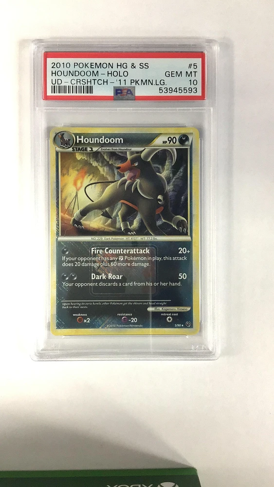 2010 Pokemon Heartgold & Soulsilver Undaunted 5 Houndoom-holo Crosshatch-2011 Pokemon League PSA 10