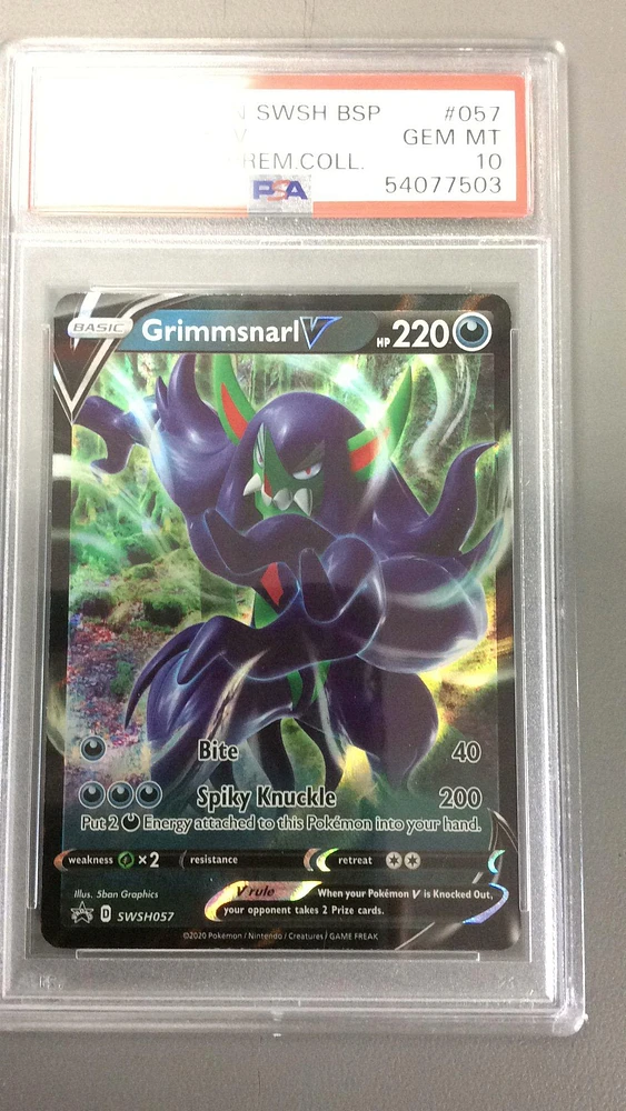 2020 Pokemon Swsh Black Star Promo 057 Grimmsnarl V Champion's Path Premium Collection PSA 10