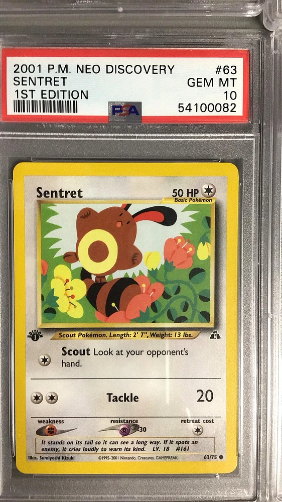 2001 Pokemon Neo Discovery 63 Sentret 1st Edition PSA