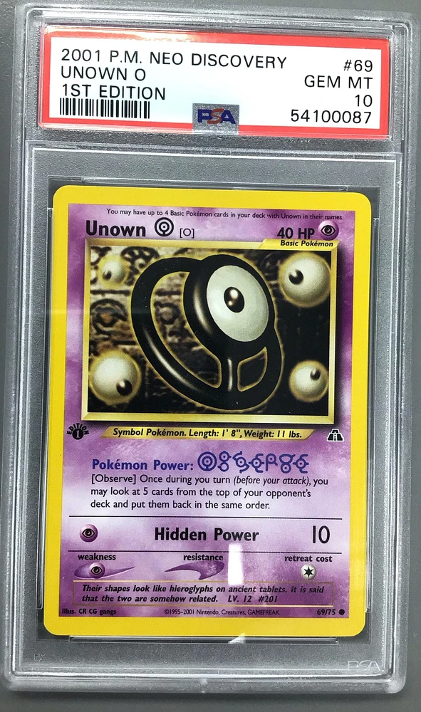 2001 Pokemon Neo Discovery 69 Unown O 1st Edition PSA 10