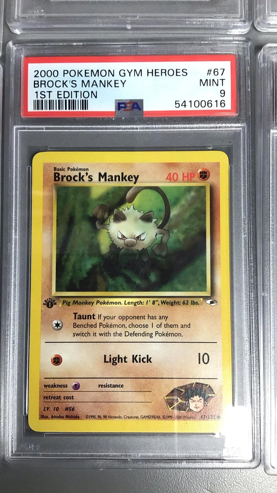 2000 Pokemon Gym Heroes 67 Brock's Mankey 1st Edition PSA
