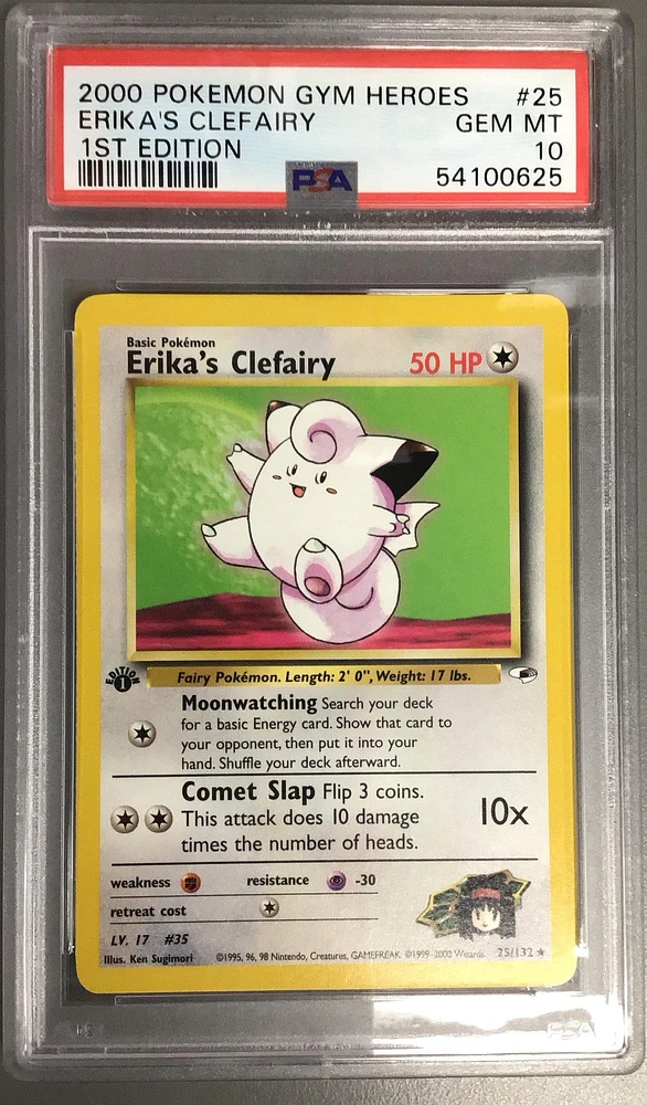 2000 Pokemon Gym Heroes 25 Erika's Clefairy 1st Edition PSA 10