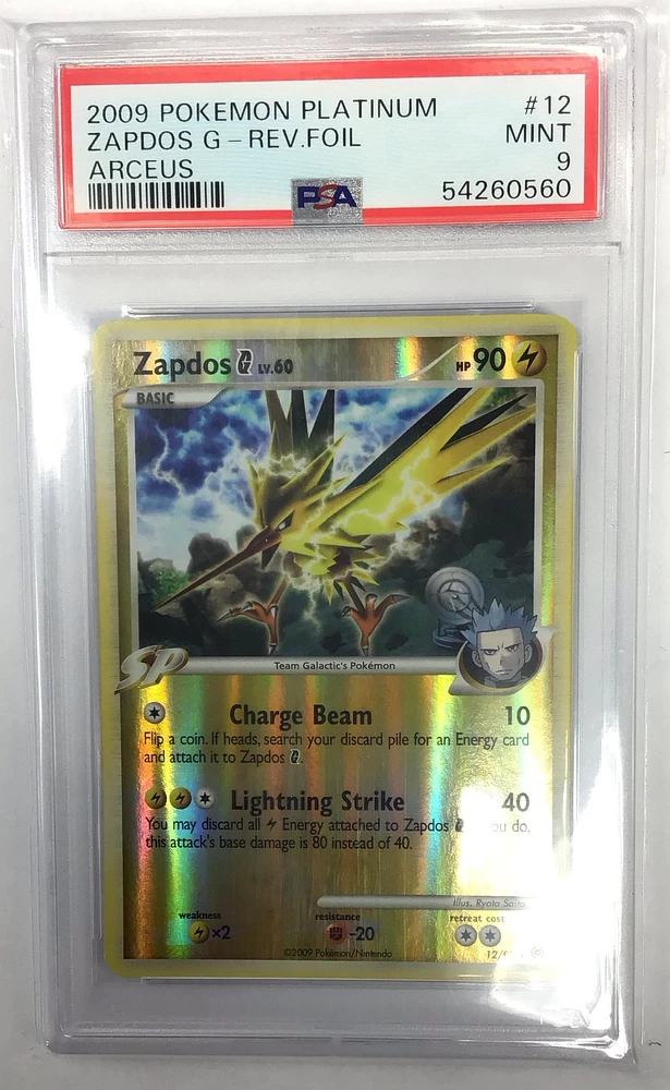 2009 Pokemon Platinum Arceus 12 Zapdos G-reverse Foil PSA 9