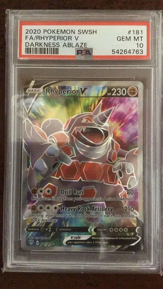 2020 Pokemon Sword & Shield Darkness Ablaze 181 Fa/rhyperior V PSA 10