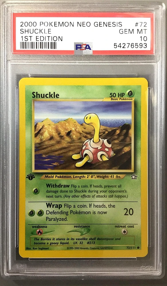 2000 Pokemon Neo Genesis 1st Edition 72 Shuckle PSA