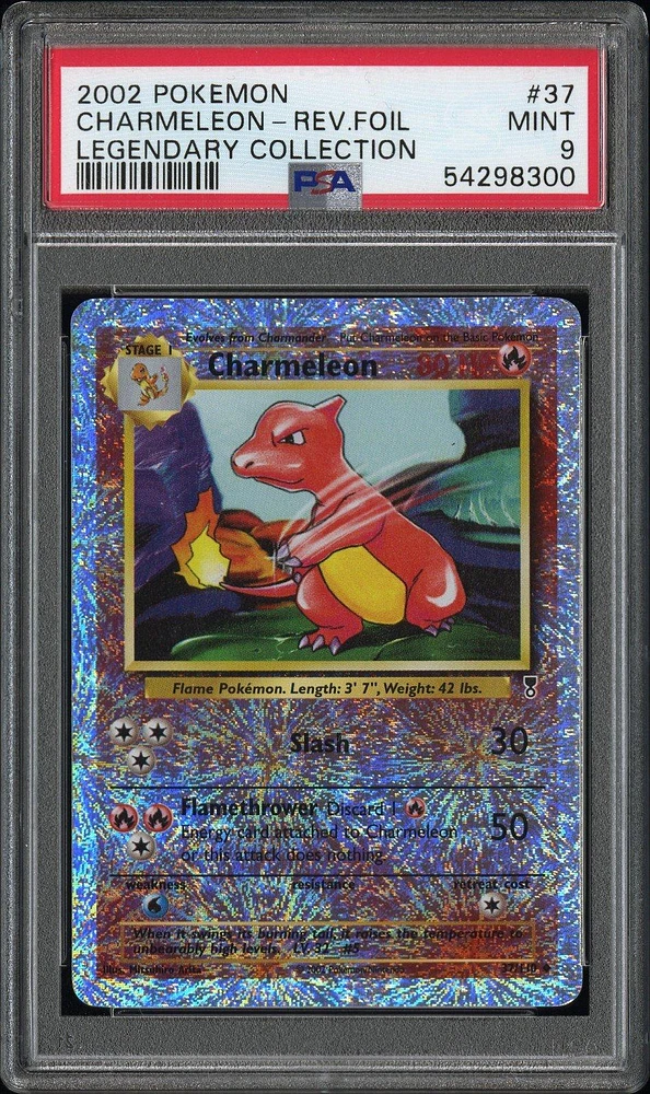 2002 Pokemon Legendary Collection 37 Charmeleon-reverse Foil PSA 9
