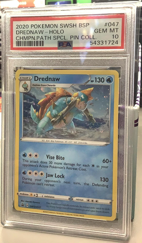 2020 Pokemon Swsh Black Star Promo 047 Drednaw-holo Champion's Path Special Pin Collection PSA 10