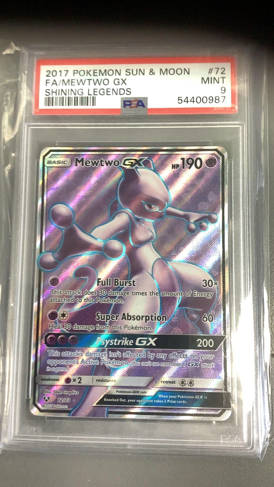 2017 Pokemon Sun & Moon Shining Legends 72 Fa/mewtwo Gx PSA 9