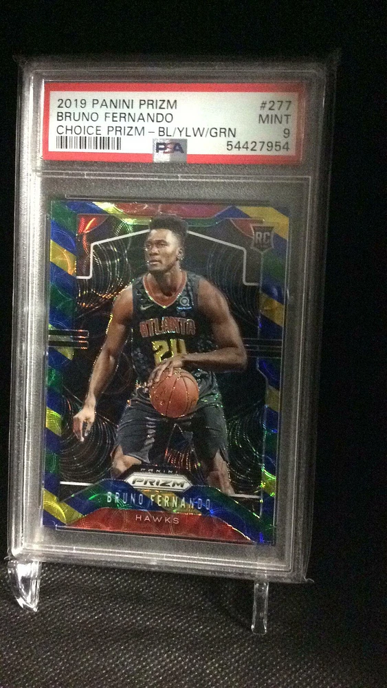 2019 Panini Prizm 277 Bruno Fernando Choice Prizm-blue/yellow/green PSA 9