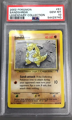 2002 Pokemon Legendary Collection 91 Sandshrew PSA 10