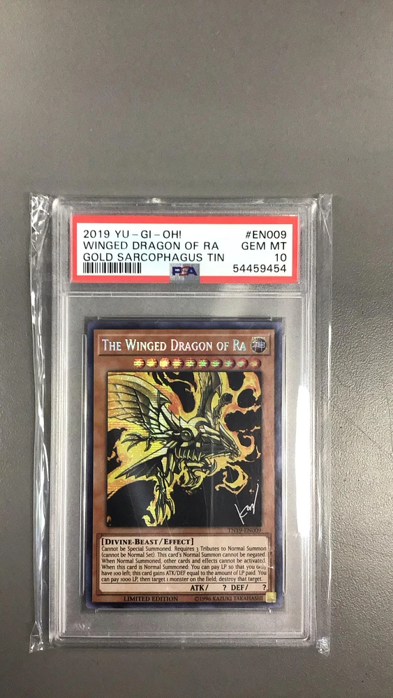 2019 Yu-gi-oh! Gold Sarcophagus Tin En009 The Winged Dragon Of Ra PSA 10