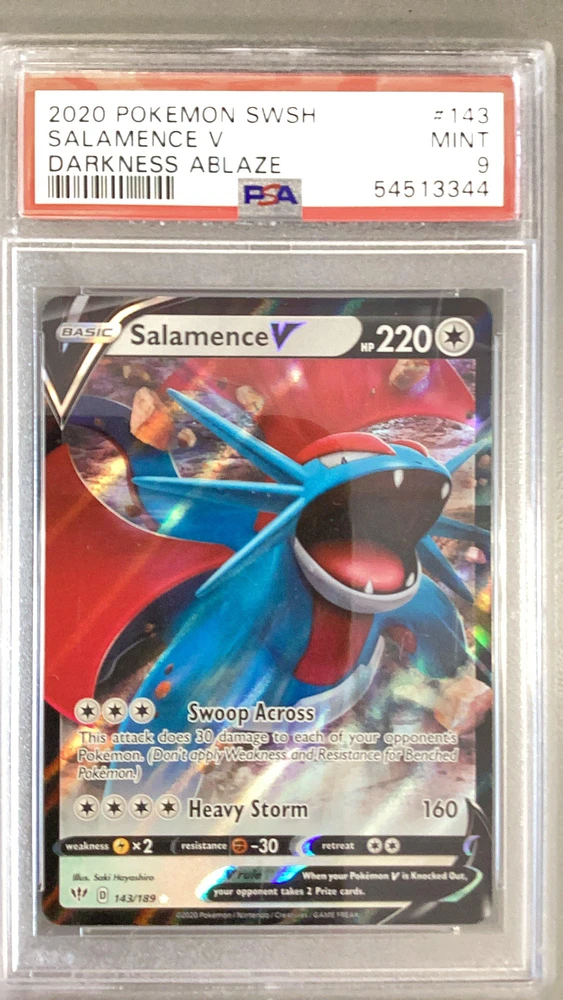 2020 Pokemon Sword & Shield Darkness Ablaze 143 Salamence V PSA 9