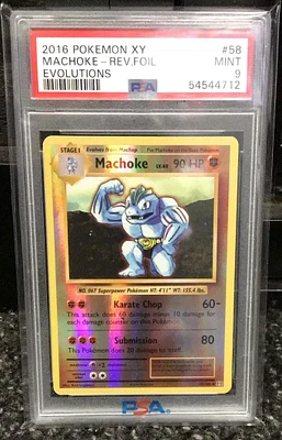 2016 Pokemon Xy Evolutions 58 Machoke-reverse Foil PSA 9
