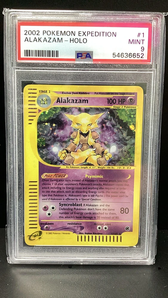 2002 Pokemon Expedition 1 Alakazam-holo PSA 9