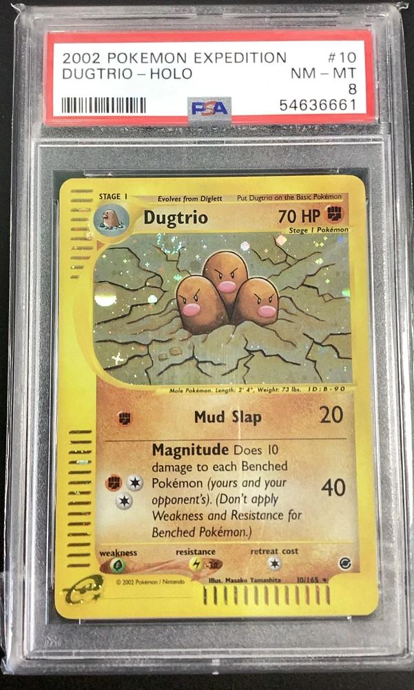 2002 Pokemon Expedition 10 Dugtrio-holo PSA 8