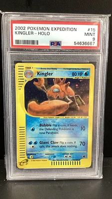 2002 Pokemon Expedition 15 Kingler-holo PSA 9