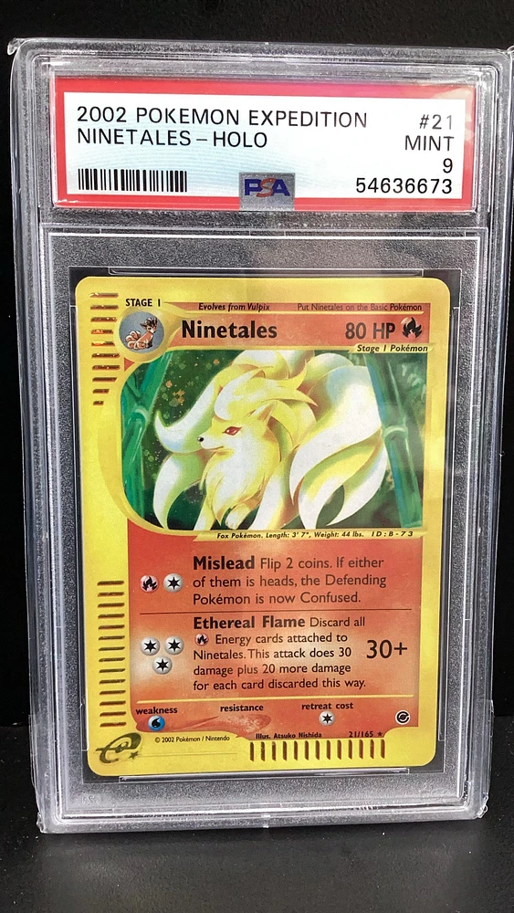 2002 Pokemon Expedition 21 Ninetales-holo PSA 9