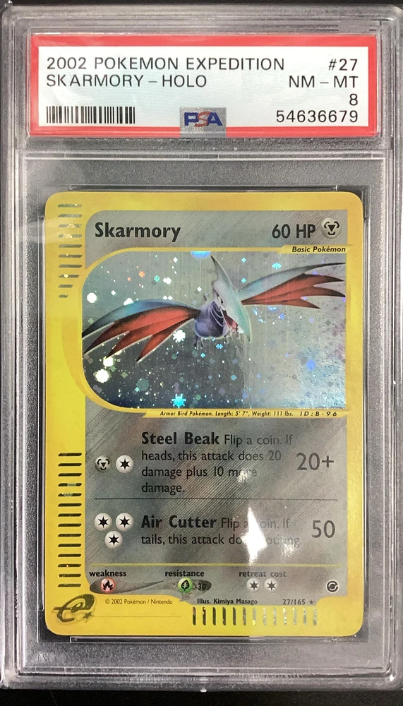 2002 Pokemon Expedition 27 Skarmory-holo PSA 8