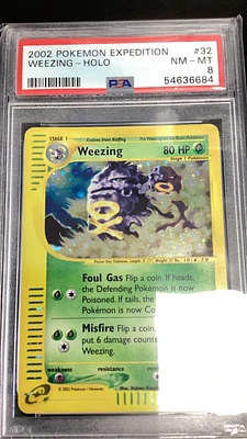 2002 Pokemon Expedition 32 Weezing PSA 8