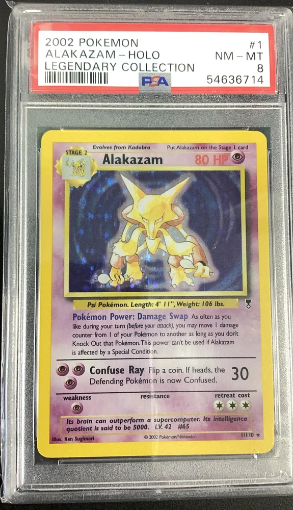 2002 Pokemon Legendary Collection 1 Alakazam-holo PSA 8