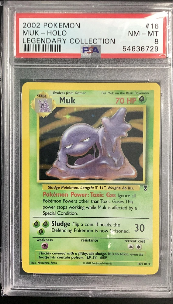 2002 Pokemon Legendary Collection 16 Muk-holo PSA 8