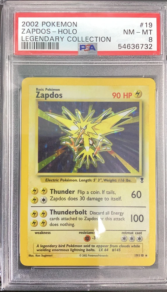 2002 Pokemon Legendary Collection 19 Zapdos-holo PSA 8