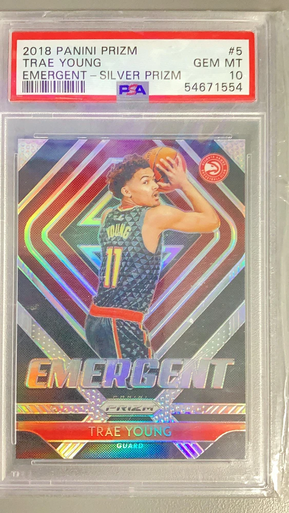 2018 Panini Prizm Emergent 5 Trae Young Silver Prizm PSA 10