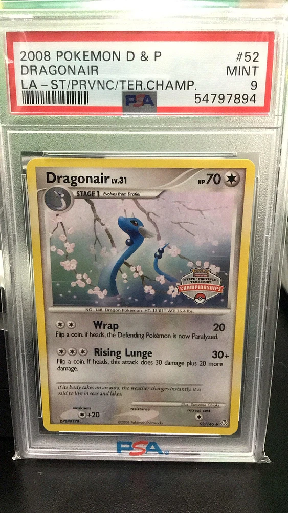 2008 Pokemon Diamond & Pearl Legends Awakened 52 Dragonair State/province/territory Championships PSA 9