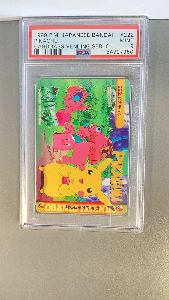 1999 Pokemon Japanese Bandai Carddass Vending Series 6 222 Pikachu PSA 9