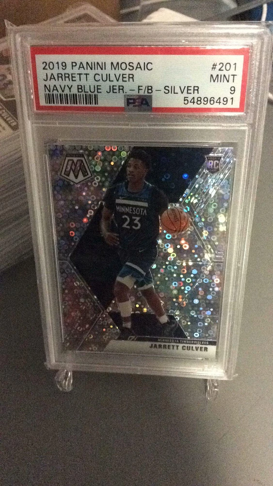2019 Panini Mosaic 201 Jarrett Culver Navy Blue Jersey-fast Break-silver PSA 9