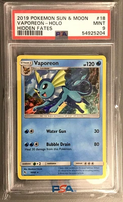 2019 Pokemon Sun & Moon Hidden Fates 18 Vaporeon-holo PSA