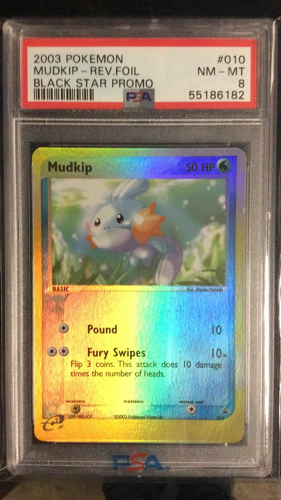 2003 Pokemon Black Star Promo 010 Mudkip-reverse Foil PSA 8