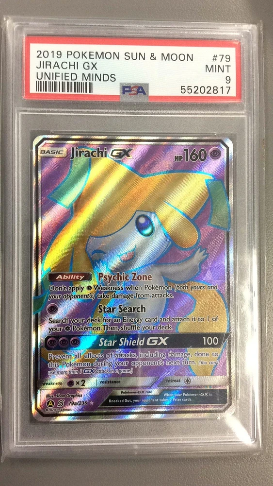 2019 Pokemon Sun & Moon Unified Minds 79 Jirachi Gx PSA