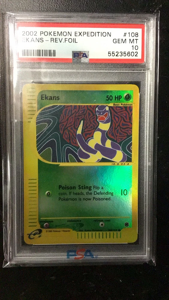 2002 Pokemon Expedition 108 Ekans-reverse Foil PSA 10